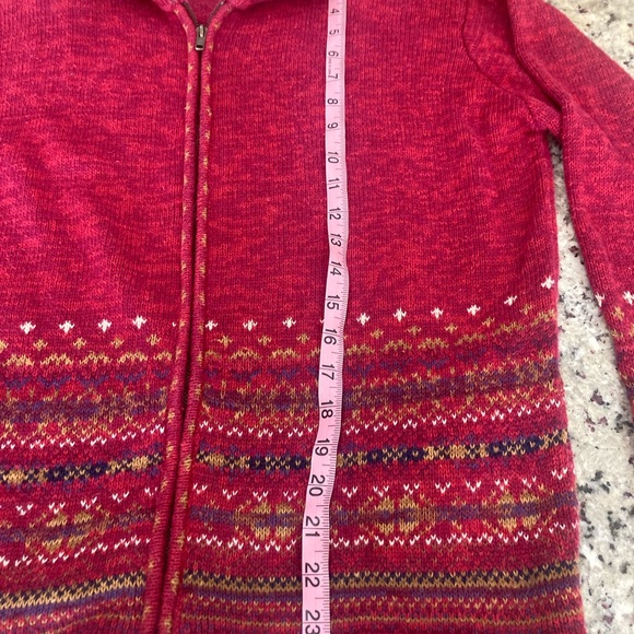 Red/Burgundy Heirloom Collection zip up cardigan sweater in medium Ramie Cotton - Picture 10 of 10